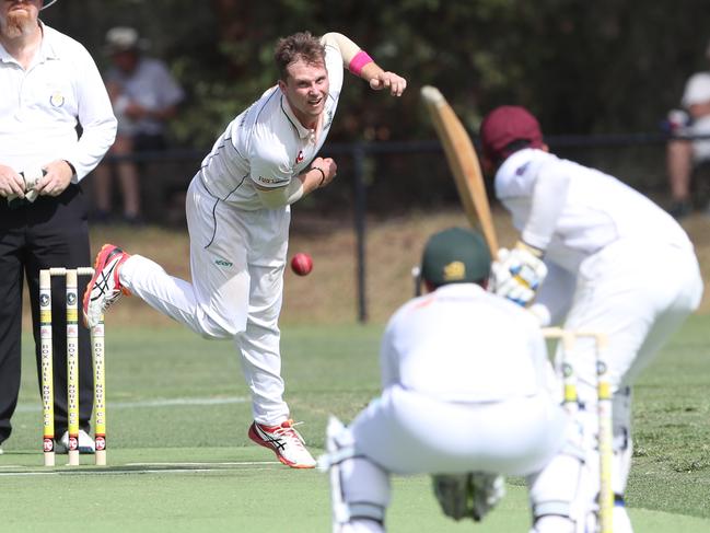 Matthew Grace bowling for Forest Hill. Picture: David Crosling