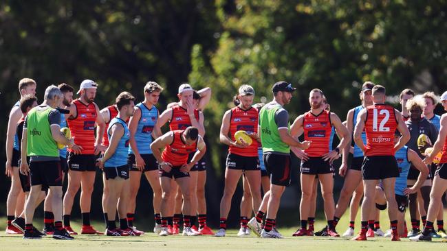 Essendon training on outside ground at Metricon Stadium on the Gold Coast. Pic: Michael Klein