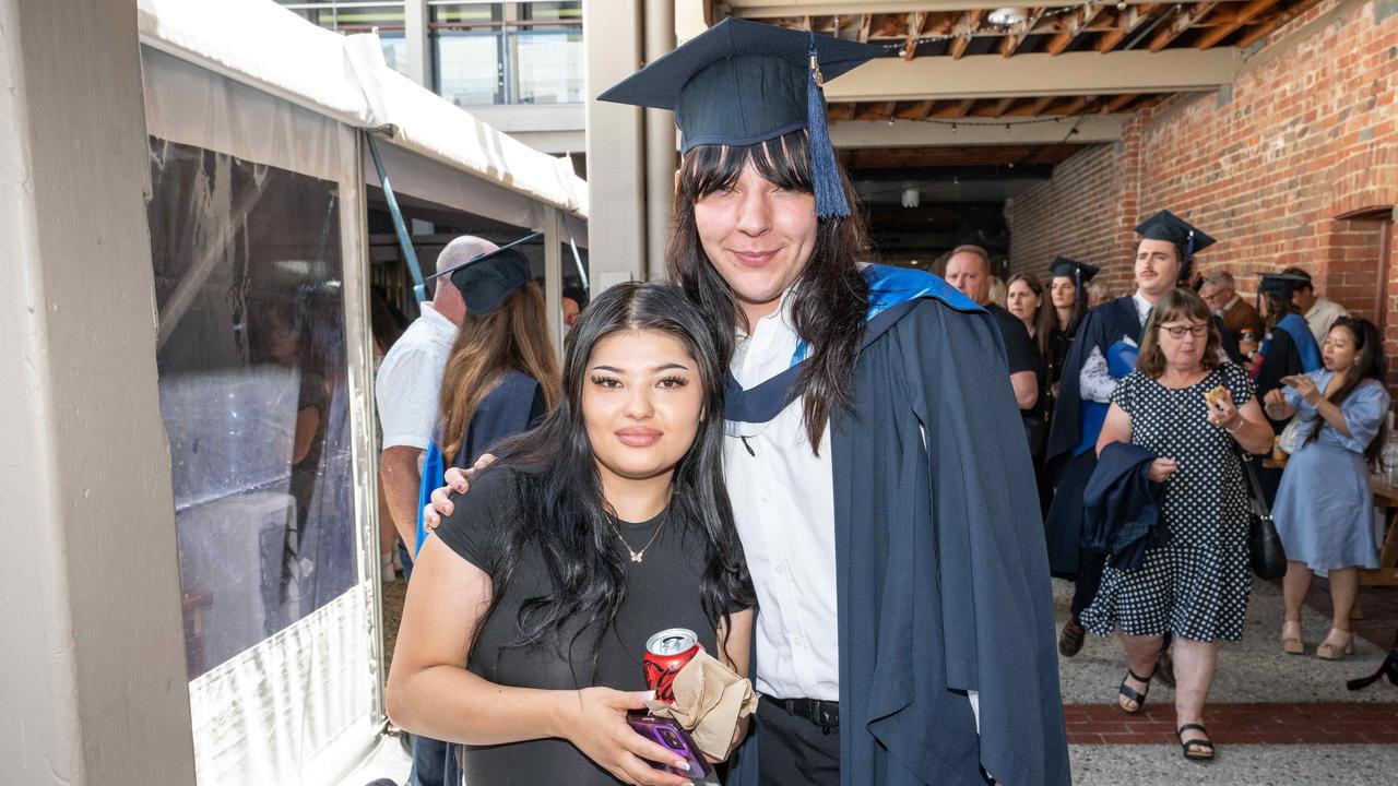 Nad Hussain and Liam Jones at Deakin University’s environmental science graduation. Picture: Brad Fleet