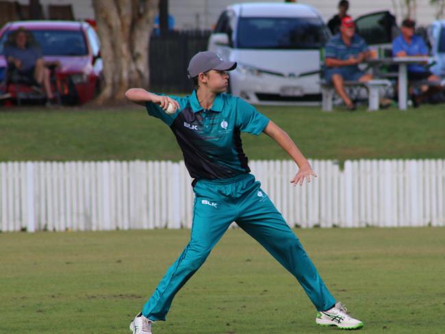 Flash player Riley Jackson at the Queensland under 16 boys cricket championships, Caloundra Cricket Club. Picture: Tom Threadingham