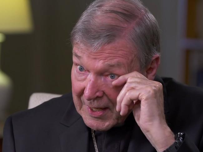 14/04/2020: Cardinal George Pell is exclusively interviewed by Andrew Bolt on Sky News following his exoneration on child sex charges.    CREDIT: Sky News