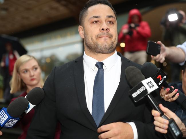 SYDNEY, AUSTRALIA - NewsWire Photos MARCH 22, 2021 - Former NRL superstar Jarryd Hayne who has been found guilty of counts of sexual assault, leaving the Downing Centre in Sydney.Picture: NCA NewsWire / Christian Gilles