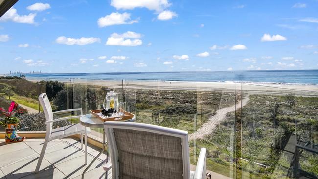 Toni and Werner Greber's top floor absolute beachfront home at 8/287 Golden Four Drive, Bilinga has been listed for auction by Paul Glazby of Black &amp; White Estate Agents. Picture: Courtesy of Real Estate Media Group.