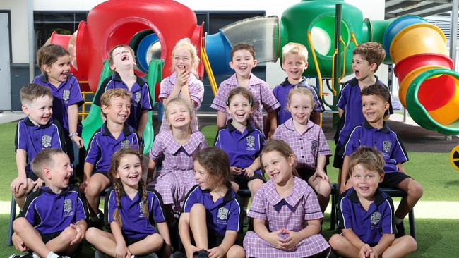 My First Year: Broadbeach State School Prep B. Front row: Sebastian, Ada, Eve, Harper, Jed. Middle row: Brodie, Banks, Becky, Nina, Grace, Rio. Back row: Frankie, Luca, Yessie, Luca, Jordan, Milan. Picture: Glenn Hampson.