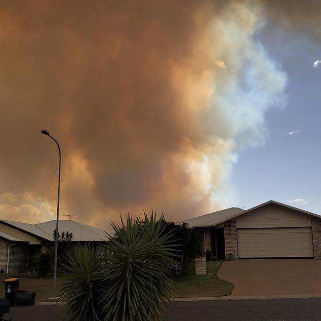 Fire approaches Gracemere on Wednesday.