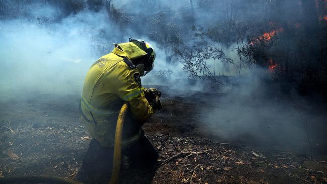 Cobar Park, near Lithgow, was the scene of a desperate battle to hold back the flames from nearby houses. Picture: Tim Hunter