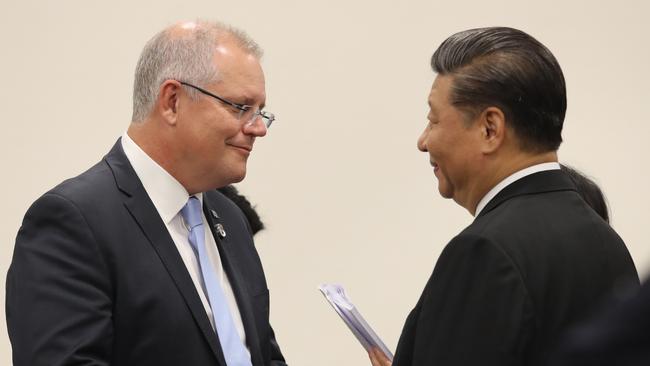 Scott Morrison meets with Chinese President Xi Jinping during the G20 in Japan in 2019. Picture: Adam Taylor / PMO