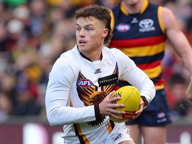 Jack Ginnivan of the Hawks. (Photo by Sarah Reed/AFL Photos via Getty Images)