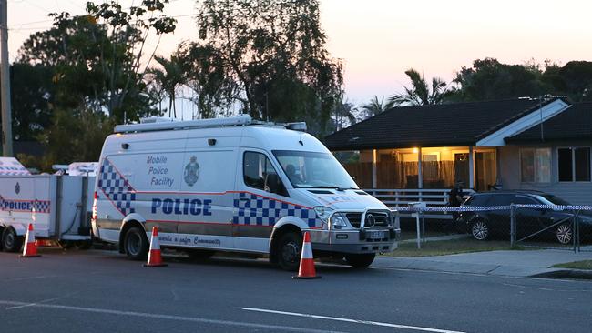 Police have established a crime scene outside the Waterford West home. Picture: AAP/Richard Waugh