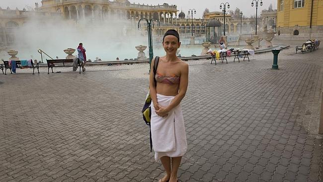 Swimming caps are so in ... not. Enjoying a hot bath at the thermal Szechenyi Bath and Spa in Budapest. Picture: Tatyana Leon...