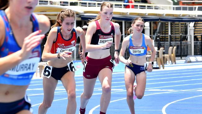 Amelia Sherrard started in the 800m at the Australian All Schools track and field championships in Brisbane. Picture John Gass