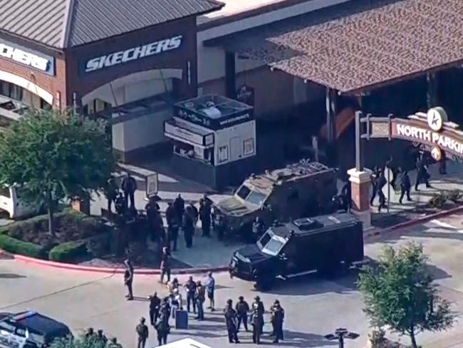 Heavily armed police at the crime scene. Picture: ABC Affiliate WFAA