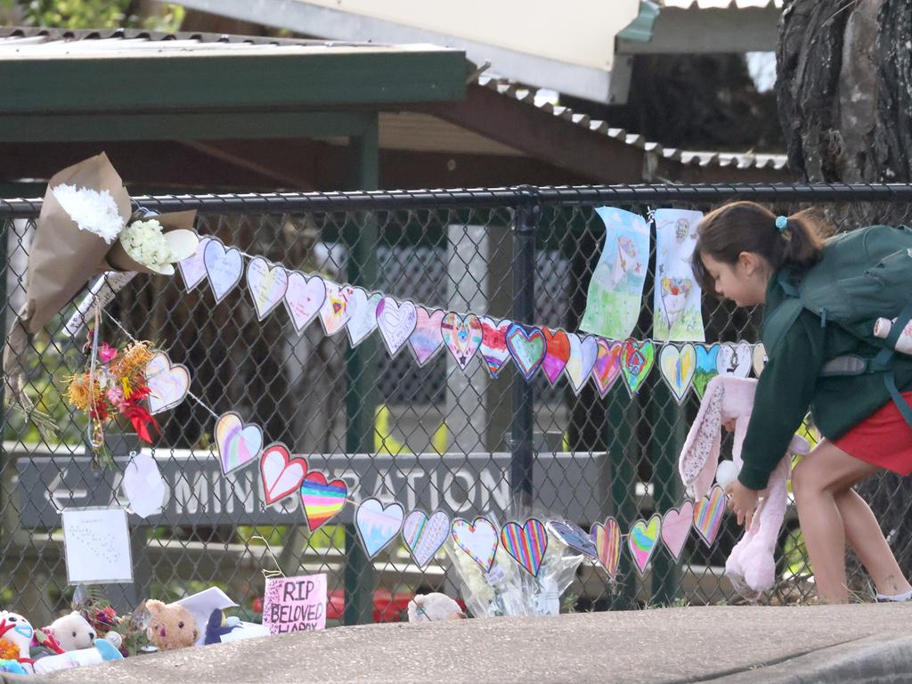 Students at the Russell Island State School mourning the family. Picture: Steve Pohlner