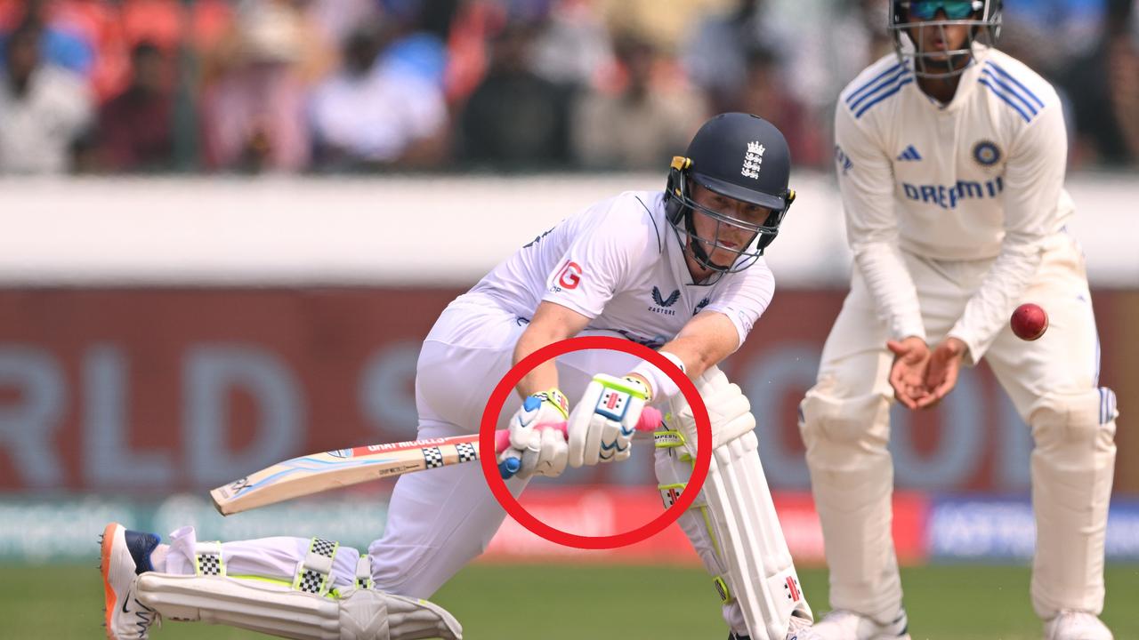 England batsman Ollie Pope plays a reverse sweep. Photo by Stu Forster/Getty Images.