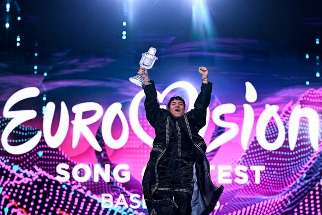 Tommy Cash, representing Estonia, was backed up by his security detail for the song 'Espresso Macchiato'