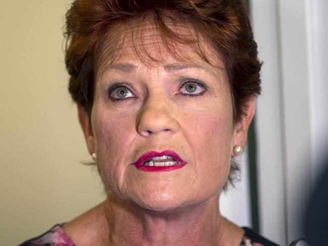 Senator Pauline Hanson during a press conference in Parliament House in Canberra. Picture Gary Ramage