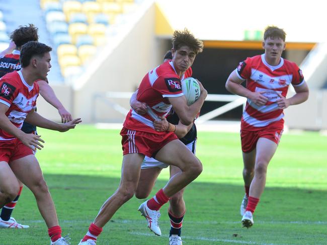 Jake Lateo donning the fullback jersey for Palm Beach Currumbin during the Phil Hall Cup final between Palm Beach Currumbin and St Patrick's College at Queensland Country Bank Stadium. Picture: Matthew Elkerton