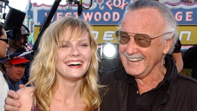 Spider-Man star Kirsten Dunst with Lee in 2002.