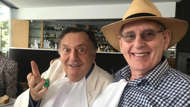 The writer, Ross Fitzgerald, with the late actor Barry Humphries at Catalina restaurant Sydney in 2019. “There is an often unfounded but persistent attitude that older people are a repository of untapped wealth.” Picture: Supplied