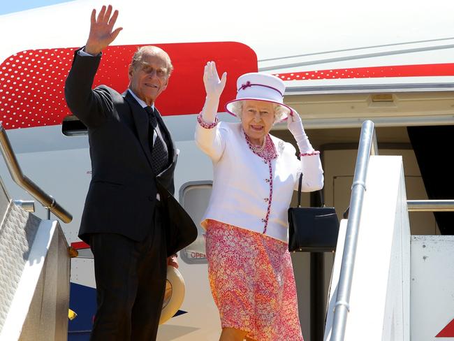 The Queen and Prince Philip wave farewell to Australia in 2011, the last time a reigning monarch visited the country. Picture: Getty Images