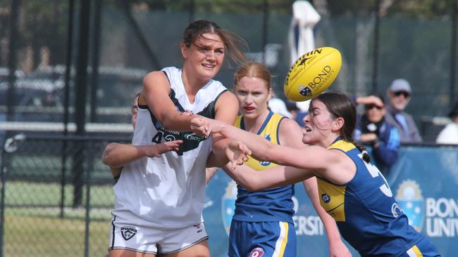 Darcie Davies playing for Southport in the preliminary final of the QAFLW. Picture: Mike Batterham