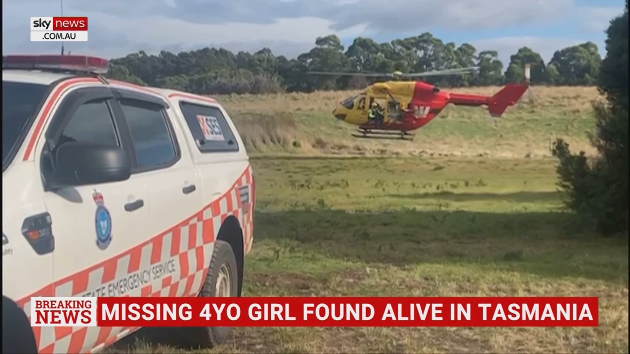 Missing 4-year-old girl found alive in Tasmania