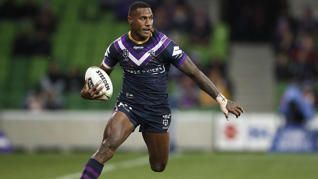 Suliasi Vunivalu looks back into the middle of the field during last week’s loss to Canberra. Picture: Getty