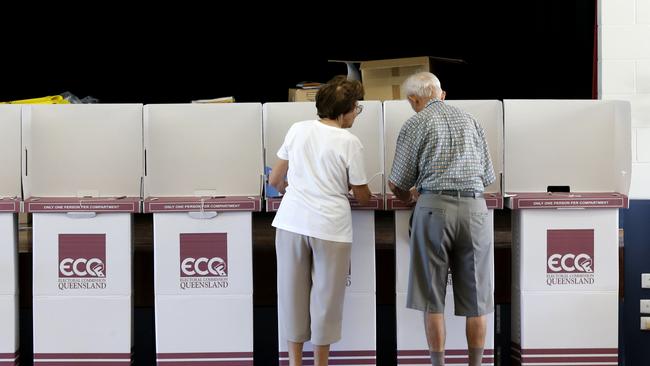 Gold Coast residents voting in the QLD State election. Picture: JERAD WILLIAMS