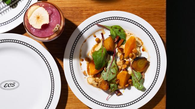 Golden beets, chickpeas and pomegranate at Extra Chicken Salt. Picture: Julian Cebo