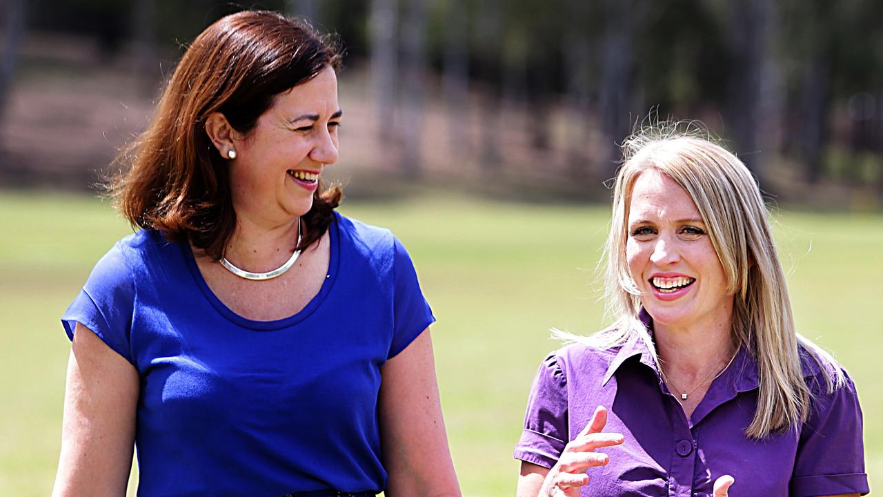 Kate Jones announcing her candidacy for Ashgrove with Annastacia Palaszczuk at Dorrington Park in Ashgrove. Pic Annette Dew