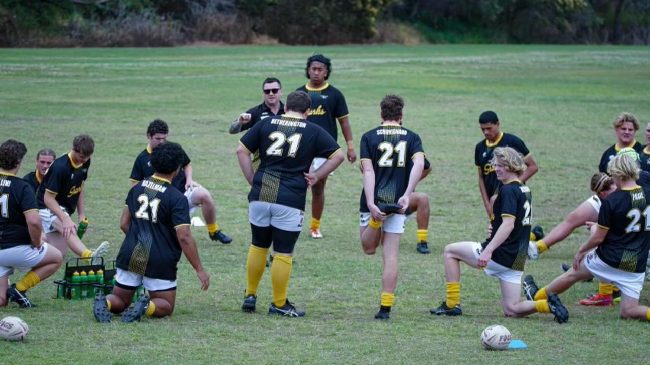 Head coach Kenny Greenway giving order to his under 18s Caloundra Sharks rugby league team.