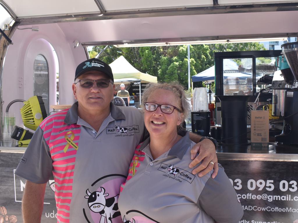 Barry Scoble (left) and Sonya Oliver-Scoble open their new Mad Cow Coffee trailer, November 18, 2021. Picture: Matthew Forrest