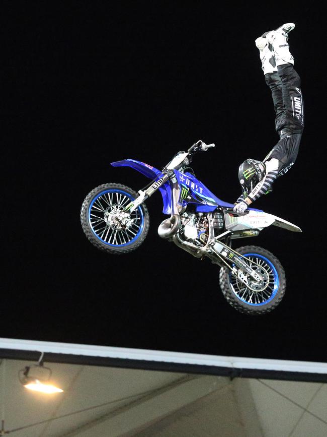 Nitro Circus at Kardinia Park on March 7, 2022. Stunts, crowd reactions, fireworks, plenty of colour. Picture: Mark Wilson