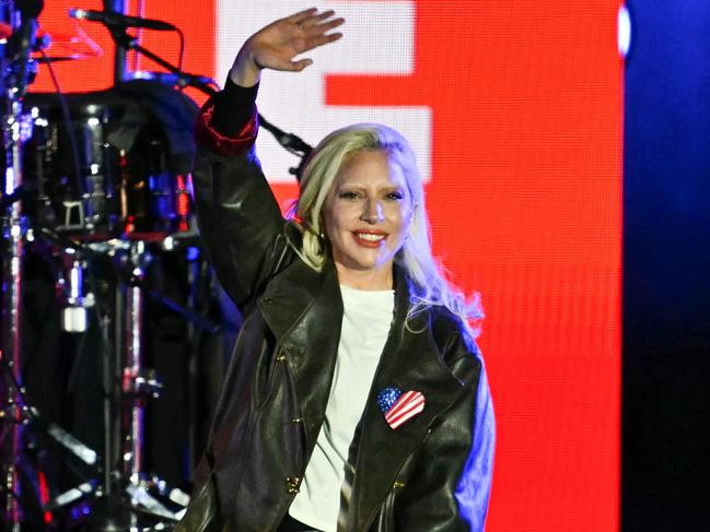 Lady Gaga performed during a campaign rally for Kamala Harris in Philadelphia. Picture: AFP