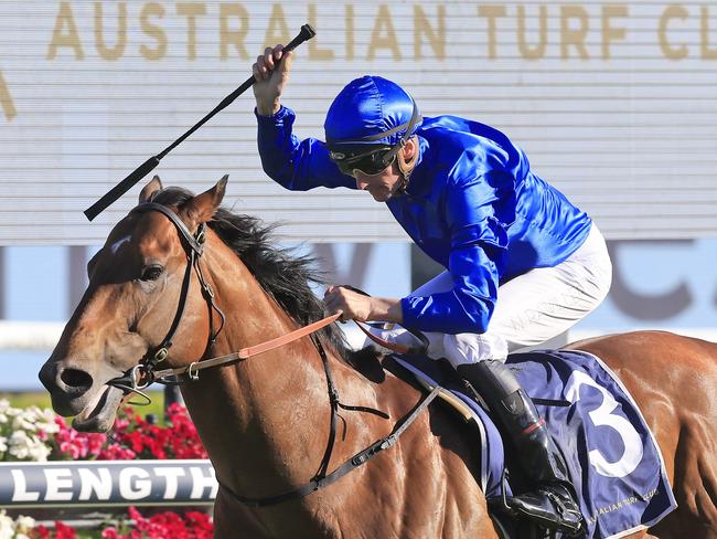 SYDNEY, AUSTRALIA - OCTOBER 15: Nash Rawiller on Vilana wins wins race 8 the Silver Eagle during Everest Day at Royal Randwick Racecourse on October 15, 2022 in Sydney, Australia. (Photo by Mark Evans/Getty Images)