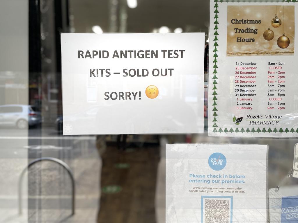 Many independent pharmacies on the northern beaches do not have RATs in stock and are still waiting for orders to arrive. Picture: Richard Dobson