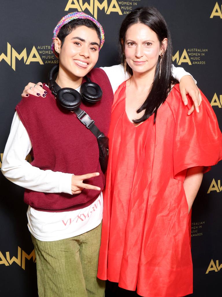 Montaigne and Michelle Pitiris at the Australian Women in Music Awards at the Tivoli, Brisbane. Picture: Steve Pohlner