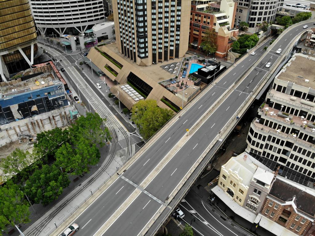 Roads around The Rocks are eerily quiet. Picture: Toby Zerna