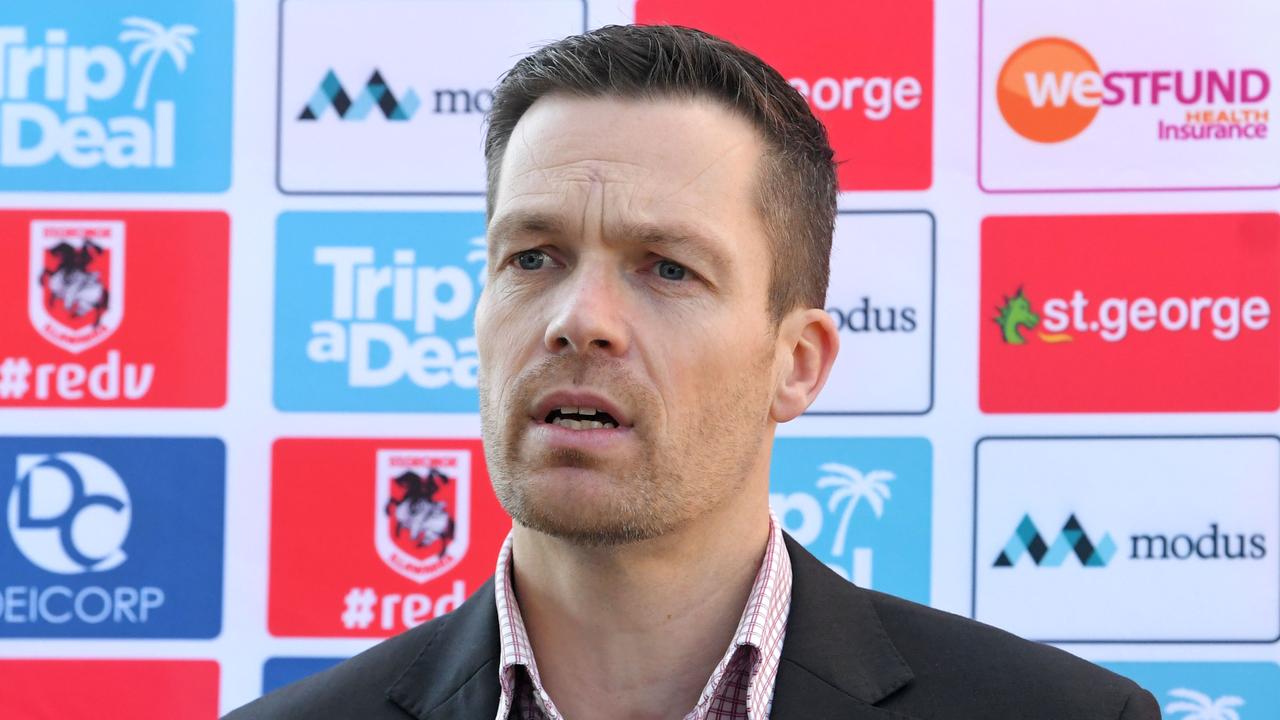 St George Illawarra CEO, Ryan Webb announcing coach, Paul McGregorÃ&#149;s departure as head coach of the club at WIN Stadium Thursday August 13, 2020. (DAILY TELEGRAPH/Simon Bullard)