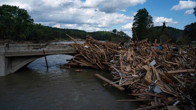 Destroyed houses on Lake Lure, North Carolina. Picture: AFP