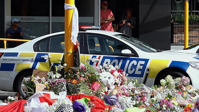 Flowers for the victims of the mosques attacks in Christchurch. Picture: AFP