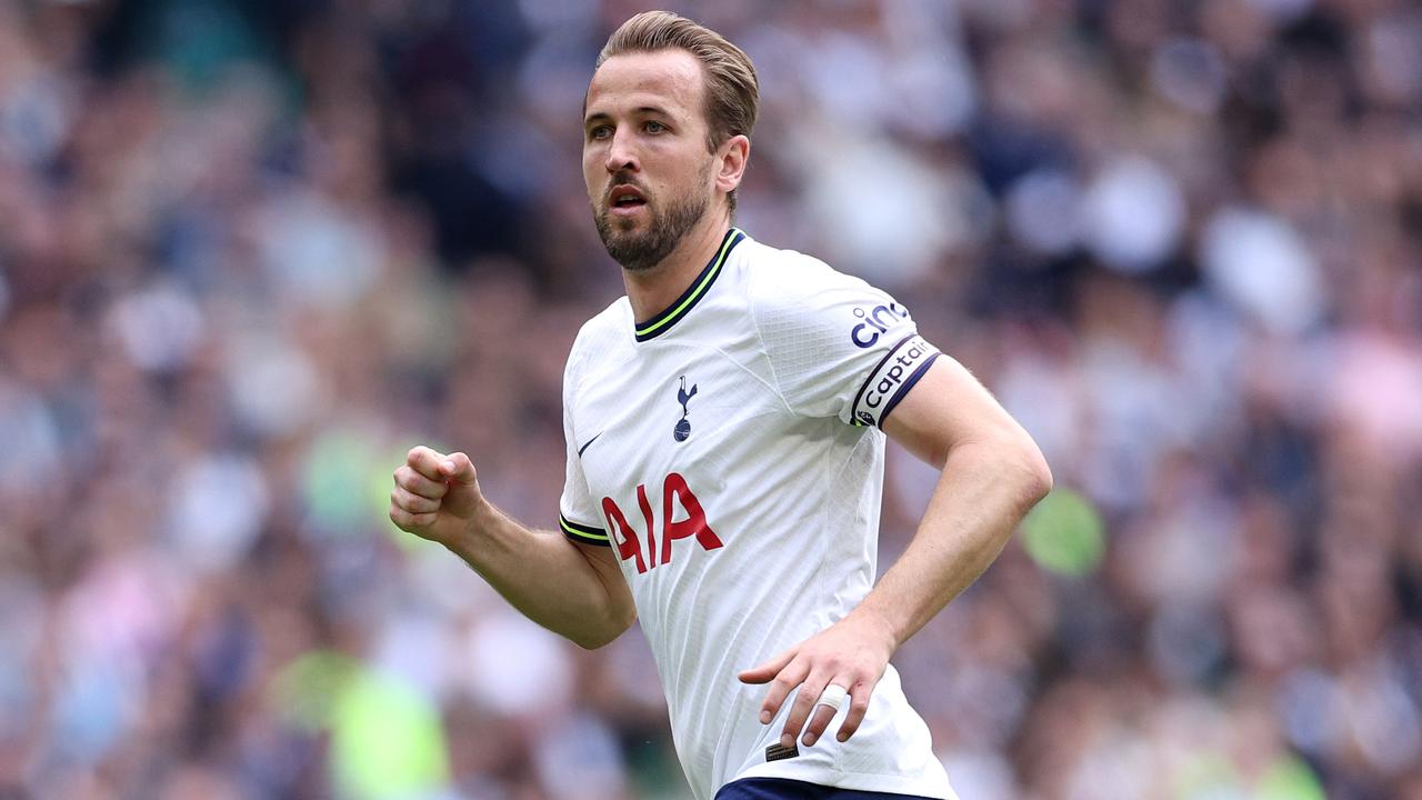 Harry Kane is linked with a summer switch to Manchester United and Real Madrid. (Photo by Richard Heathcote/Getty Images)