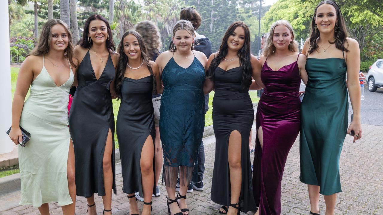 Jordyn McCredie, Emmily Buckle, Demi Martin, Sahra Stevens, Myah Harrison, Sharnte Cannon &amp; Ellena Cheers-Flavell at the Toormina High Formal.