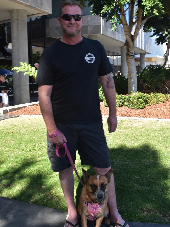 Ipswich 2023 Dog Day at Nicholas Street Precinct pictured is Frank Roeger with dog Kelly