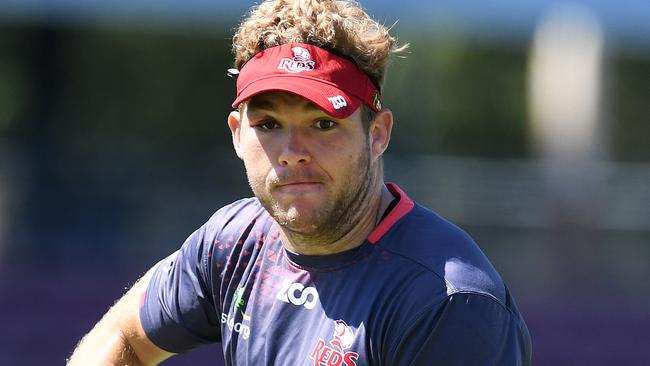 Queensland Reds player Angus Scott-Young is seen during training in Brisbane, Thursday, March 1, 2017. The Reds will clash with the Brumbies at Suncorp Stadium on Friday night. (AAP Image/Dan Peled) NO ARCHIVING