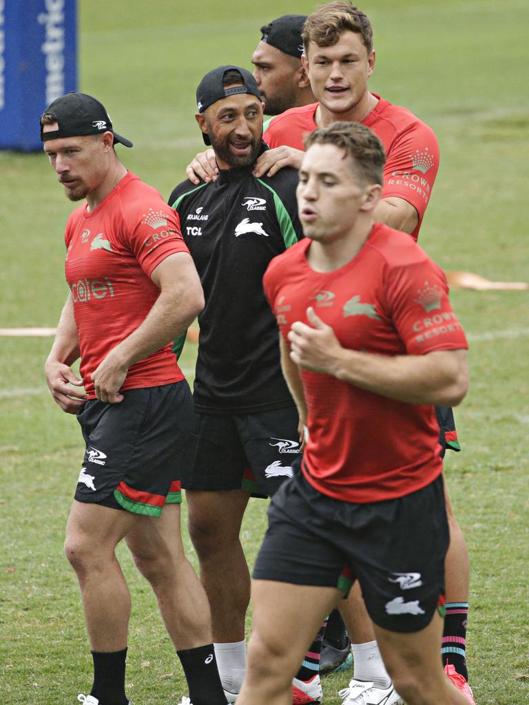 Liam Knight makes Benji feel welcome. Picture: Adam Yip