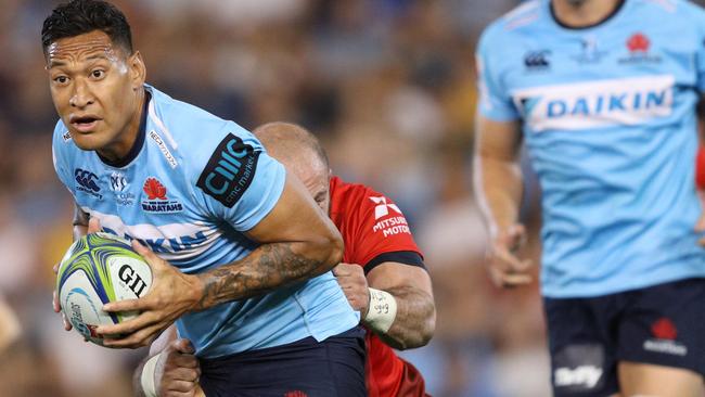 Waratahs fullback Israel Folau looks for support on Friday night. Picture: AAP 