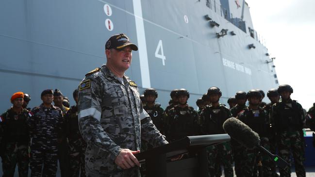 Commanding Officer HMAS Adelaide Captain Troy Duggan aboard the HMAS Adelaide in Darwin ahead of Exercise Keris Woomera on November 3. Picture: Zizi Averill