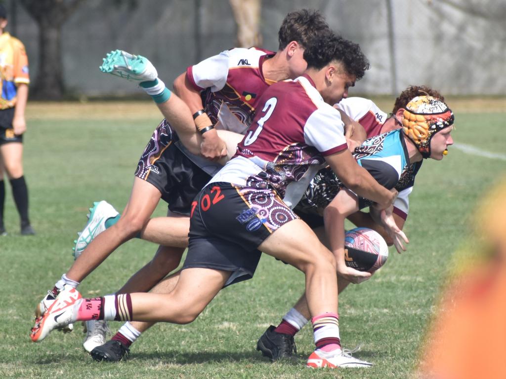 Warba Wangarunya Rugby League Carnival, under-17 boys, Yunba Buddas versus Gracemere Goannas, Saleyards Park, Rockhampton, January 19, 2024.