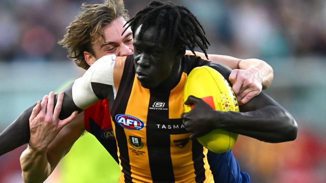 Changkuoth Jiath has been ruled out of the Hawks’ clash against West Coast with a calf strain. Picture: Quinn Rooney / Getty Images